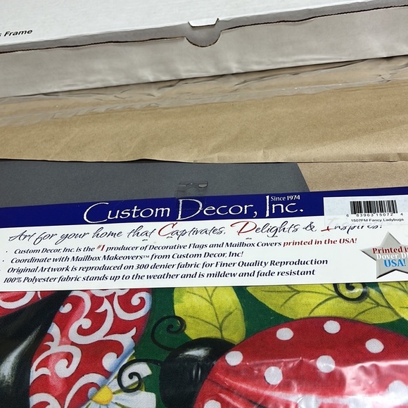 NWT CUSTOM DECOR, INC 1507FM fancy ladybugs 12x18” garden flag - Picture 3 of 3